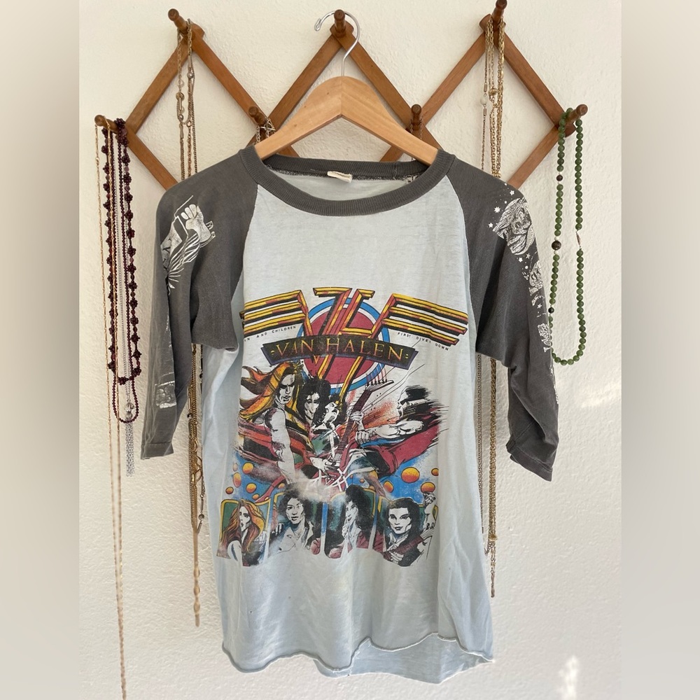 Vintage Van Halen Thrashed Raglan Shirt Authentic Original Bootleg - Picture 7 of 10